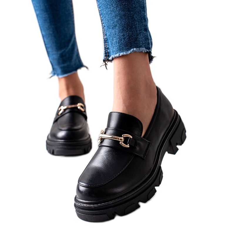 Diamantique Mocasini din piele ecologică negru