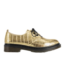 Oxfords aurii în modelul pielii de crocodil Flaure de aur