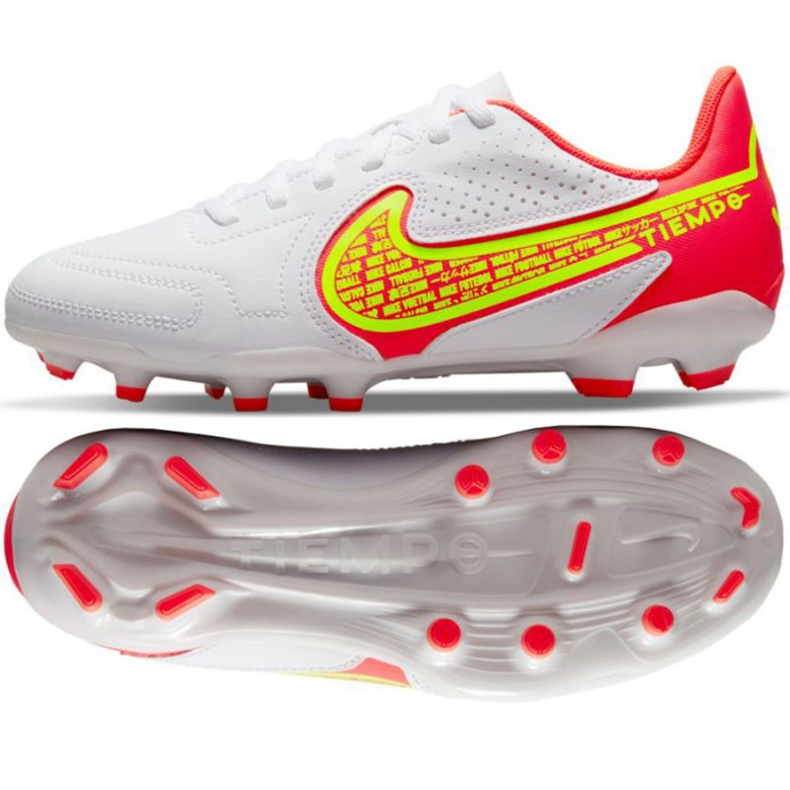 Pantofi de fotbal Nike Tiempo Legend 9 Club FG / MG Jr DA1331 176 galben, alb, multicolor alb