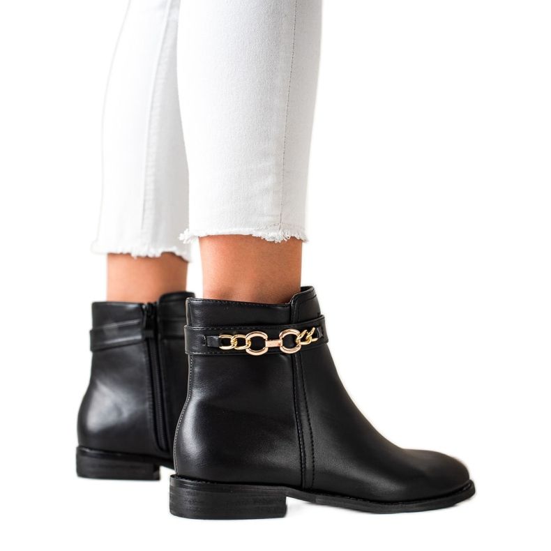 Goodin Cizme cu lanț de aur negru