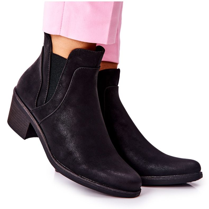 Cizme negre pe toc înalt Sergio Leone BT620 negru