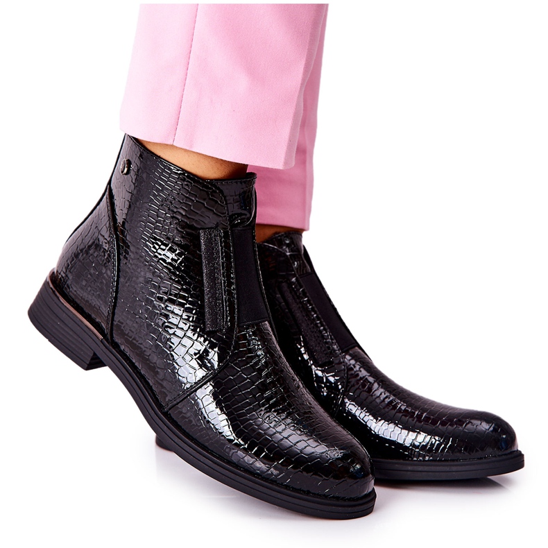 Cizme lăcuite pe toc înalt Sergio Leone BT400 Negru