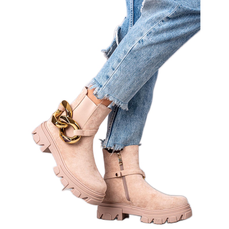 S. BARSKI Cizme din piele de căprioară pe platforma S.BARSKI bej