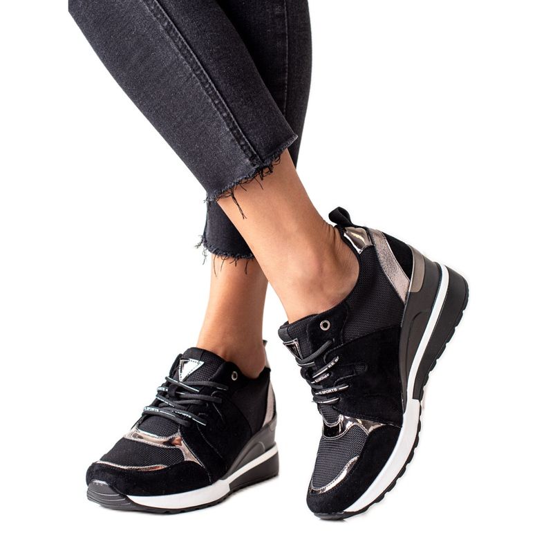 Adidași negri cu toc VINCEZA negru