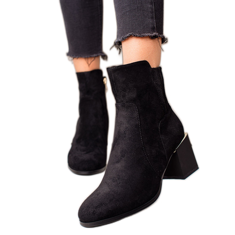 Goodin Cizme elegante cu toc mat negru