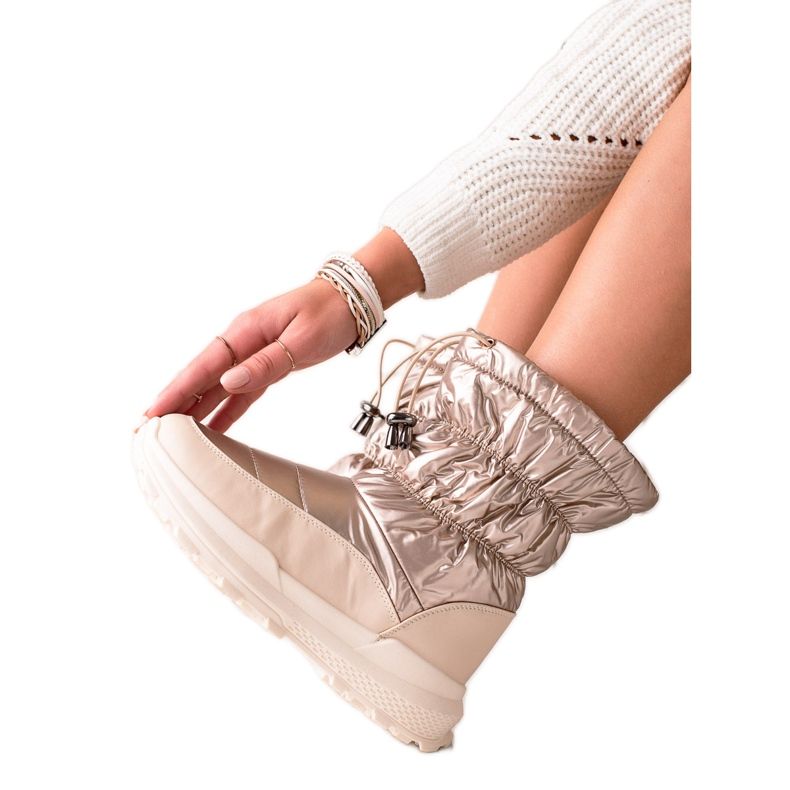 TRENDI Cizme de zăpadă aurii la modă de aur