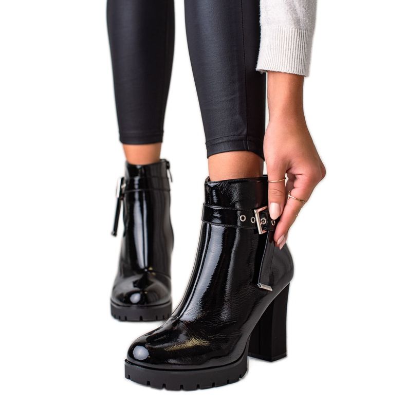 Janessa Cizme negre elegante pe tocuri înalte negru