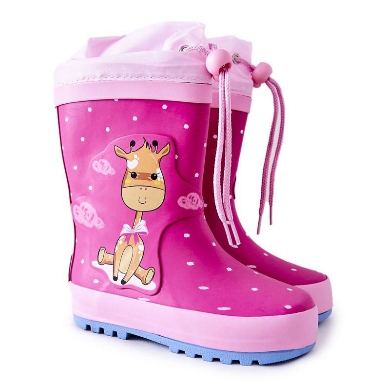 Cizme de ploaie din cauciuc pentru copii Fuchsia Glynnal Giraffe roz Cizme de ploaie din cauciuc pentru copii Fuchsia Glynnal Giraffe roz