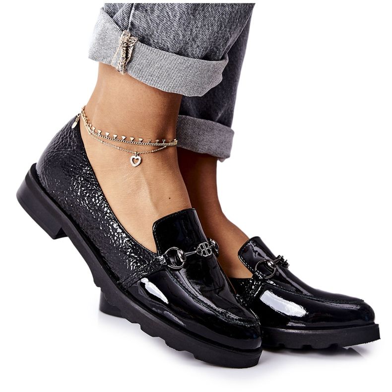 Pantofi din piele Nicole Lacuit Negru 2667