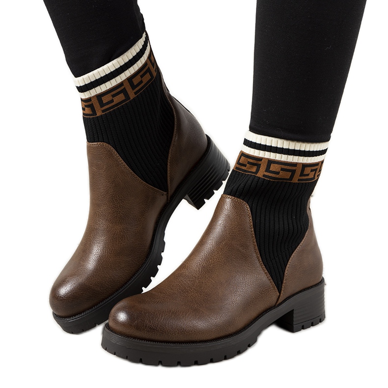 Cizme maro cu o șosetă superioară Tamez negru Cizme maro cu o șosetă superioară Tamez negru