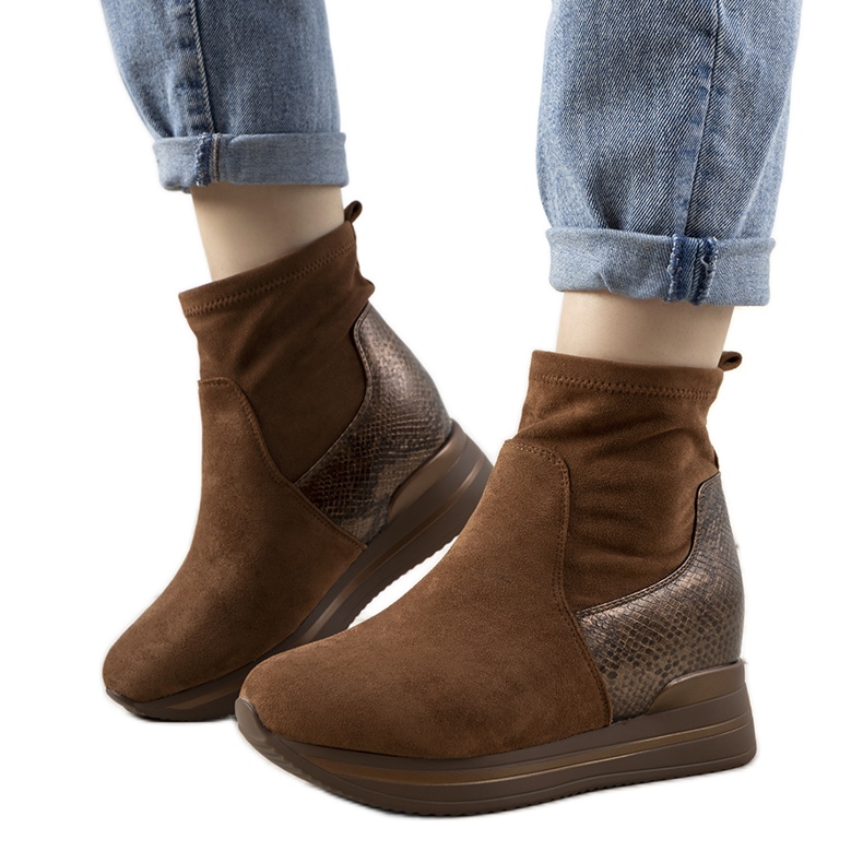 Adidași maro cu inserție de piele de șarpe Garibay Adidași maro cu inserție de piele de șarpe Garibay