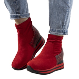 Adidași roșii cu inserție de piele de șarpe Garibay roșu