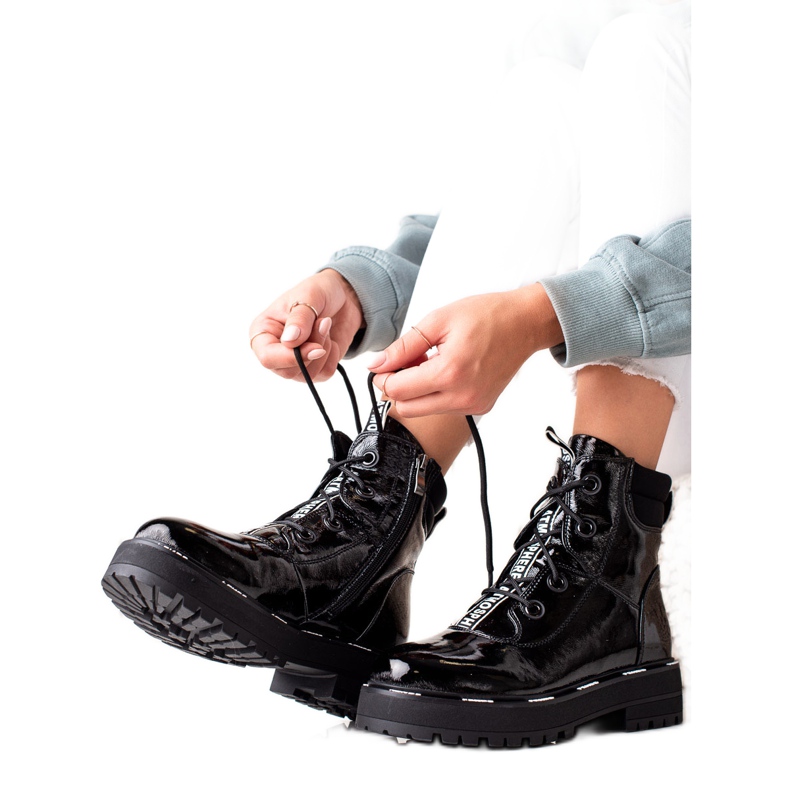 Botine Artiker din piele neagra negru