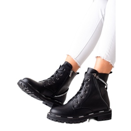 Cizme din piele cu cordon de la ARTIKER negru