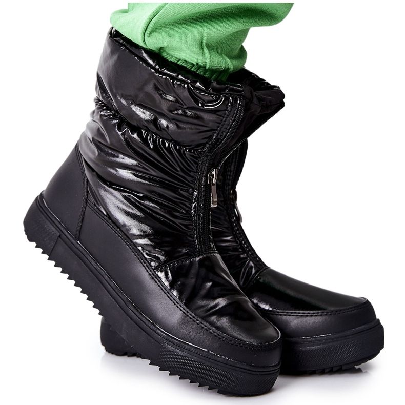 S.Barski Cizme de zăpadă calde negre pentru femei Monile negru