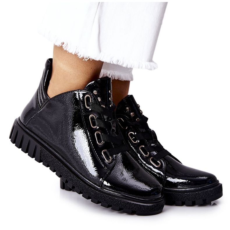 Pantofi lăcuți Sergio Leone PB210 Negru