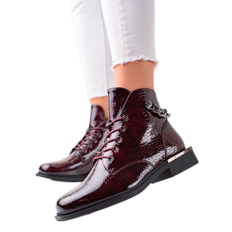 Cizme elegante lăcuite de Sergio Leone claret