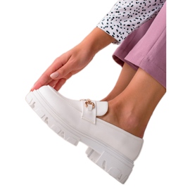 Diamantique Mocasini din piele ecologică alb