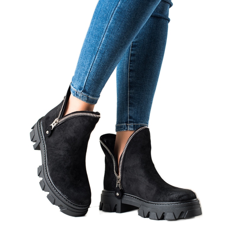 Sweet Shoes Ghete din piele de căprioară cu fermoar negru