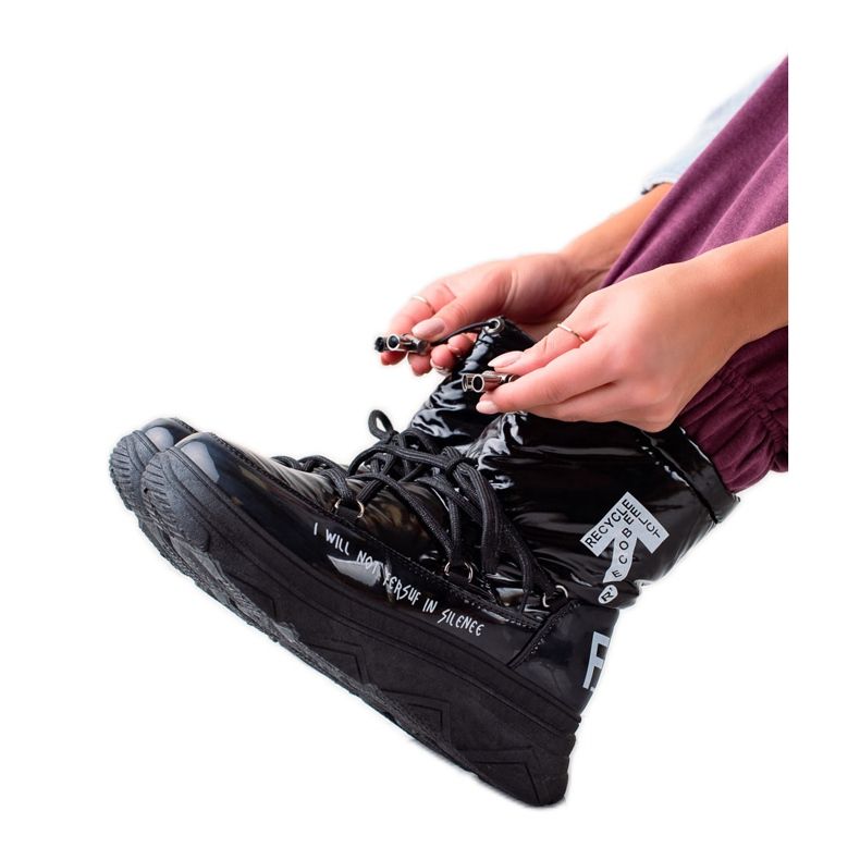 Cizme de zăpadă VINCEZA sclipitoare negru