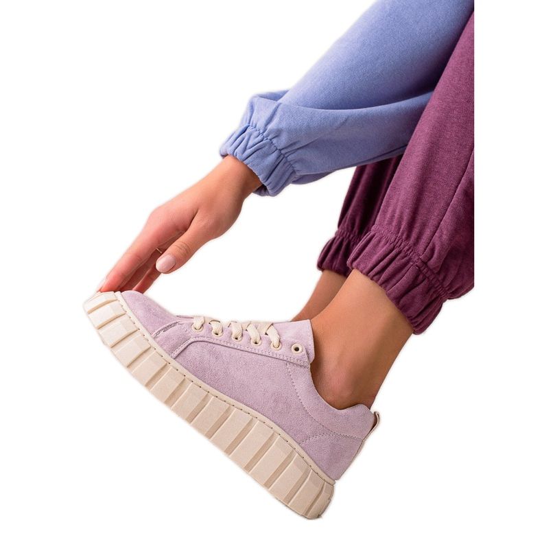 Sweet Shoes Adidași din piele de căprioară pe platformă violet