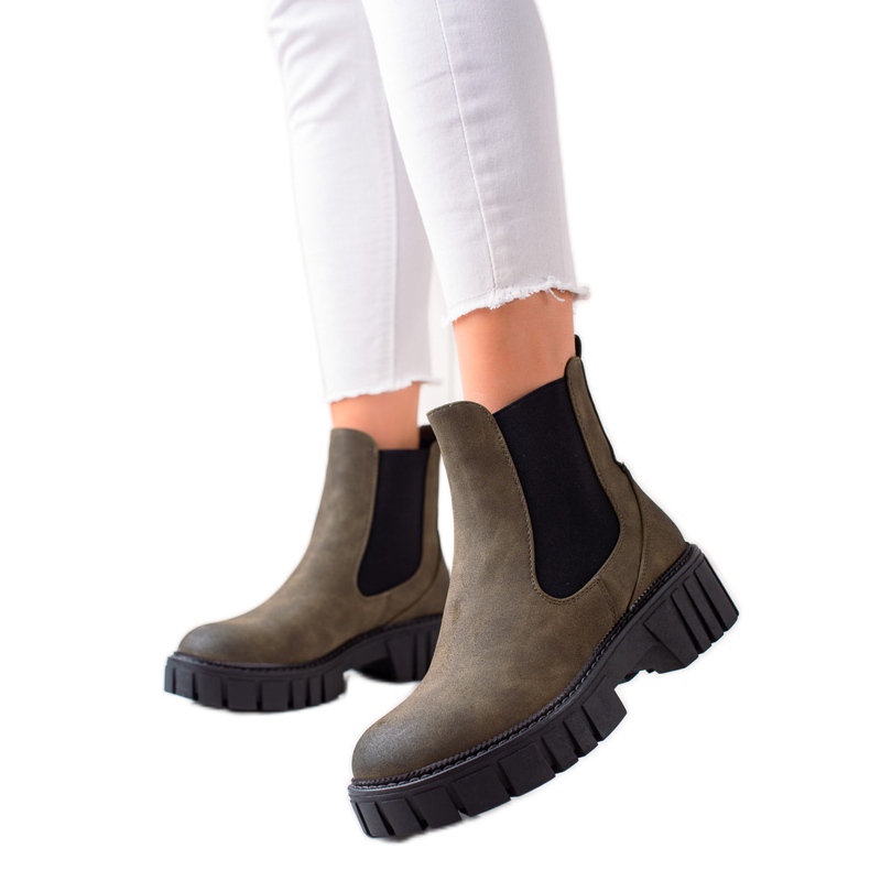 Cizme chelsea din piele ecologică de Sergio Leone verde