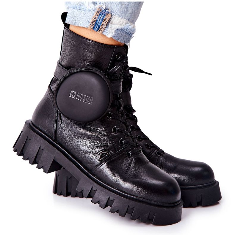 Muncitori calzi din piele cu rinichi Big Star II274430 Negru