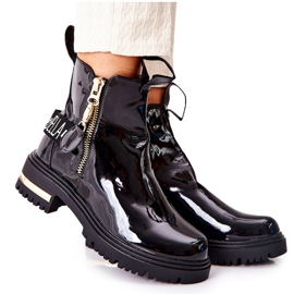 PM1 Cizme lăcuite clasice cu dungi negre Lorie negru