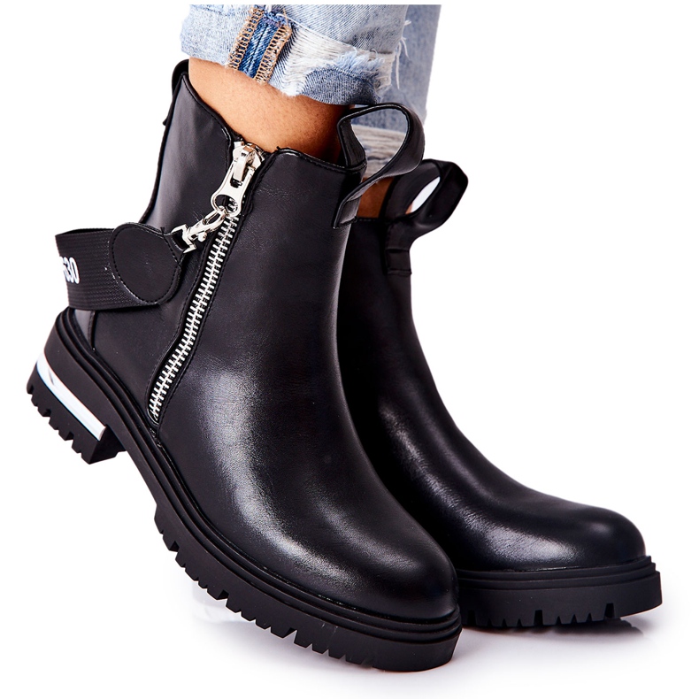 PS1 Cizme negre din piele caldă Cortona cu fermoar negru