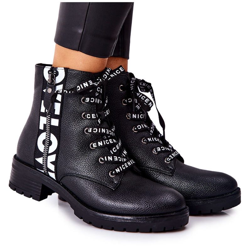 POTOCKI Cizme din piele Muncitori pe fermoar negru Henri