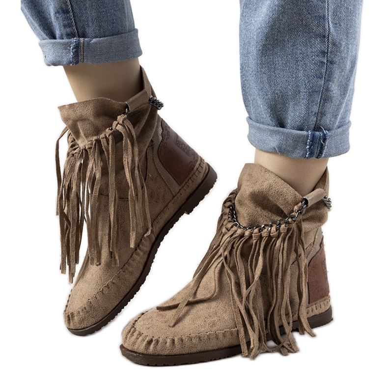 Cizme dama bej în stil boho Maral