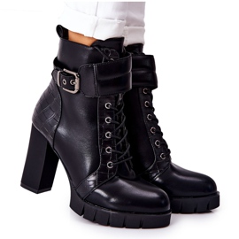 POTOCKI Cizme pe un post înalt Fasha legat de negru POTOCKI Cizme pe un post înalt Fasha legat de negru