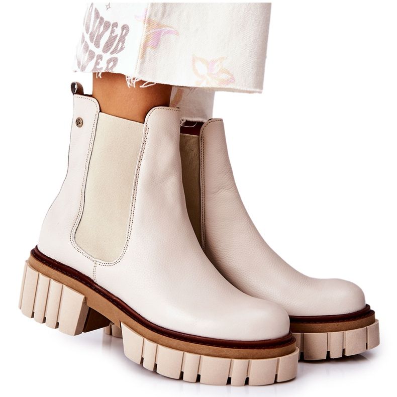 Cizme de muncitor din piele bej Maciejka 05312-04