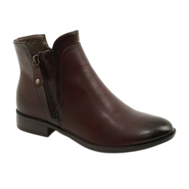 Ghete din piele Daszyński AM65-91 Burgundy negru roșu Ghete din piele Daszyński AM65-91 Burgundy negru roșu