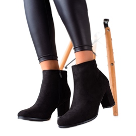 TRENDI Ghete casual din piele de căprioară negru TRENDI Ghete casual din piele de căprioară negru