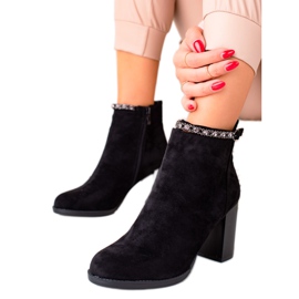 TRENDI Cizme elegante cu toc înalt din piele de căprioară negru TRENDI Cizme elegante cu toc înalt din piele de căprioară negru