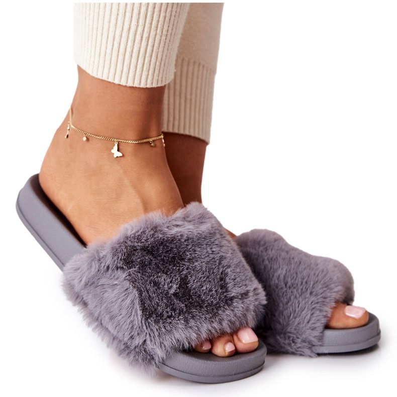 PH1 Papuci de cauciuc în formă de blană Emmie gri