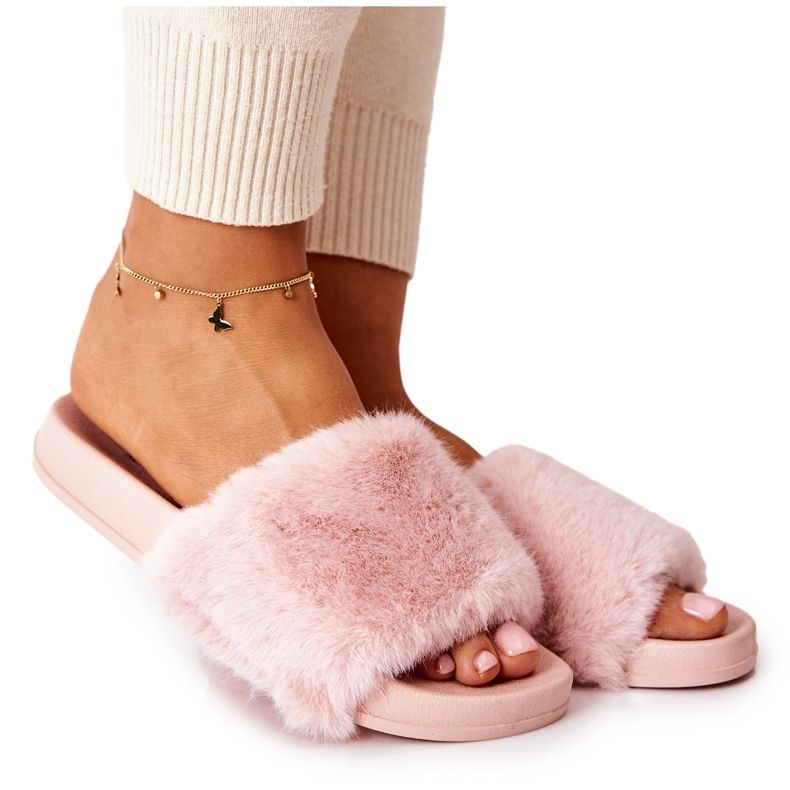 PH1 Papuci în formă de cauciuc cu blană roz Emmie