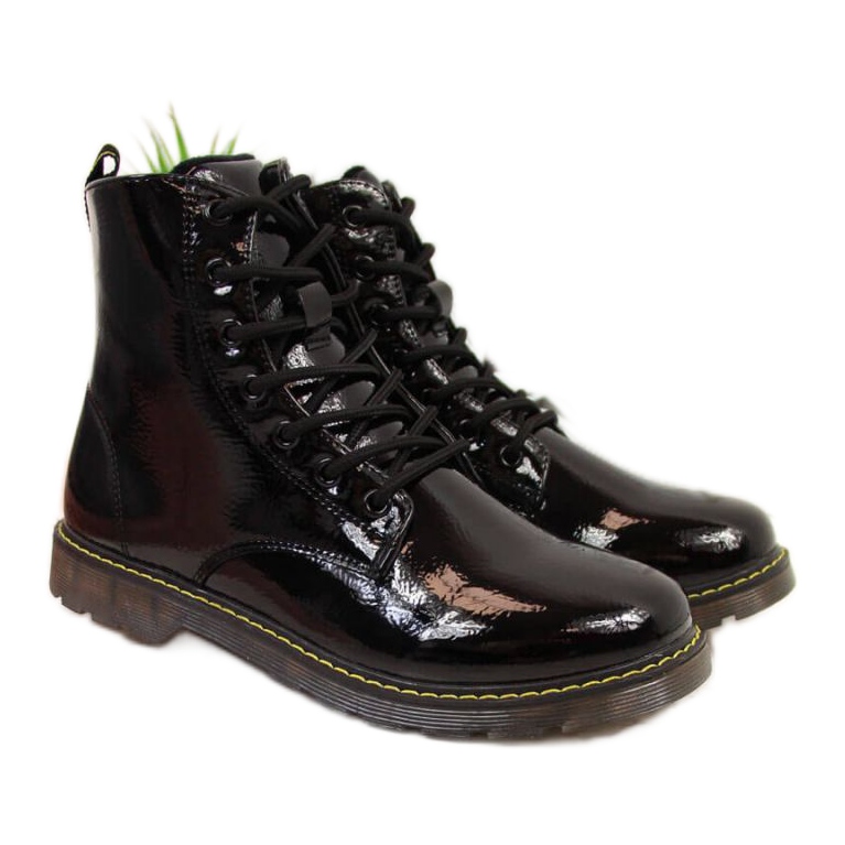 Cizme lăcuite calde Miss❤E Jr EVE251A negru alb