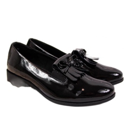 Pantofi lăcuți Filippo W PAW290 negru bej alb