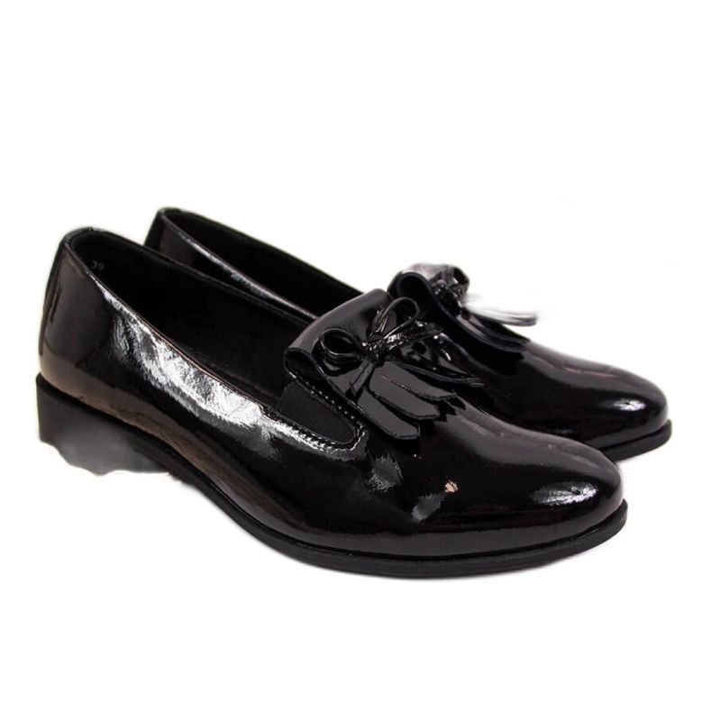 Pantofi lăcuți Filippo W PAW290 negru bej alb