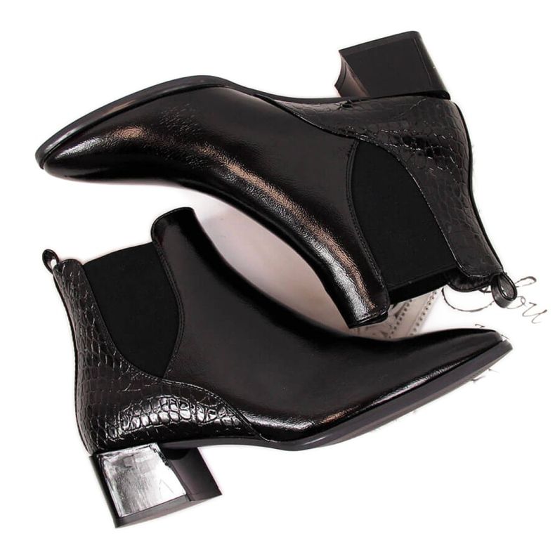 Cizme Chelsea lăcuite Sergio Leone W SK340A negru