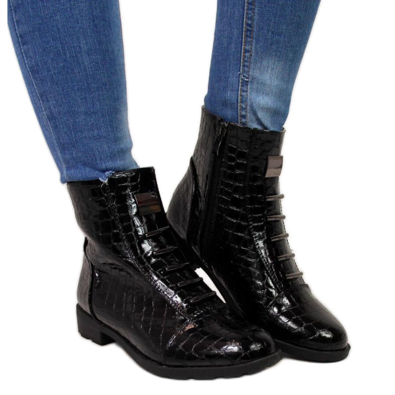 Cizme cu decor din piele de șarpe Filippo W PAW288A negru alb