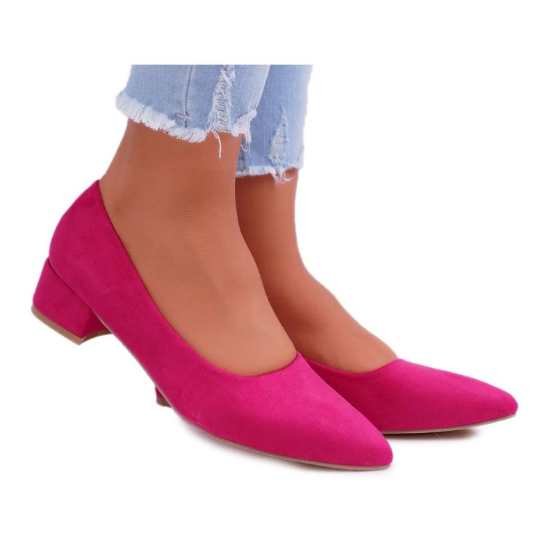 PS1 Pompă clasică pentru femei din piele de căprioară Fuchsia Rheya roz
