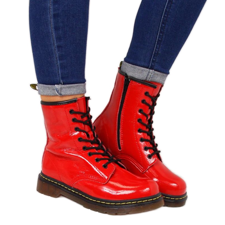 Cizme din piele cu șireturi calde Filippo W PAW77D roșu