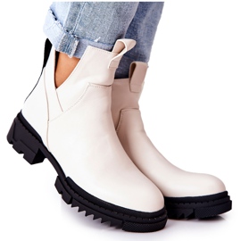 POTOCKI Cizme Corano albe cu tăietură cu fermoar POTOCKI Cizme Corano albe cu tăietură cu fermoar