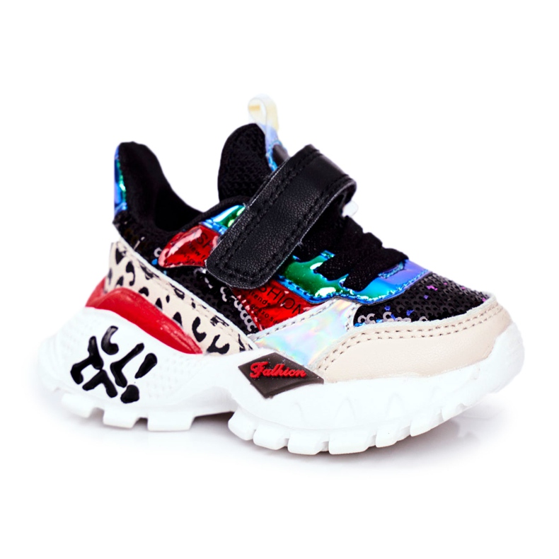 FRROCK Pantofi sport pentru copii cu velcro negru Be Happy bej roșu albastru