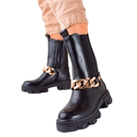 Sweet Shoes Cizme Negre Înalte Cu Lanț negru Sweet Shoes Cizme Negre Înalte Cu Lanț negru