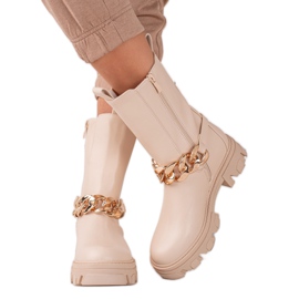 Sweet Shoes Ghete Bej Înalte Cu Lant