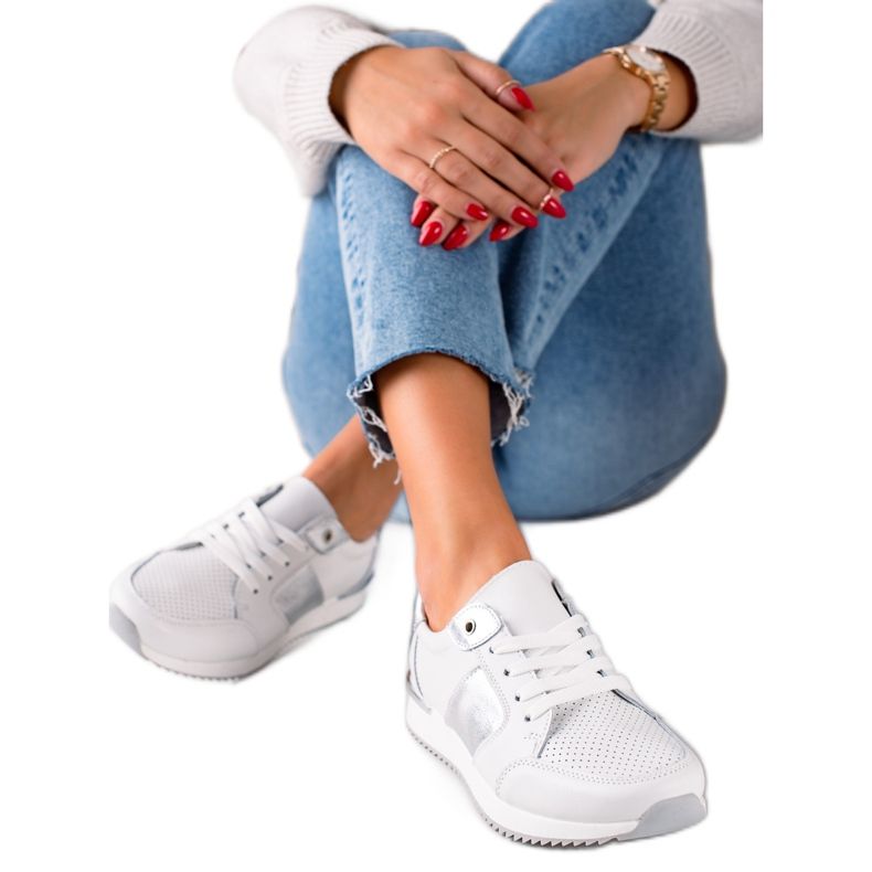 Adidași din piele albă VINCEZA